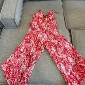 Angie Red and White Floral Jumpsuit